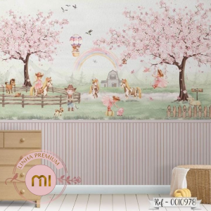 Painel Jardim com cavalo Papel Padrão ou Adesivo Sob Medida - Valor referente a 1m², utilize a calculadora abaixo e veja quantos m² irá precisa para sua parede.  Por favor escolher Papel ou Adesivo  Recomendamos acrescentar 10cm tanto na largura quanto na altura por medida de segurança.